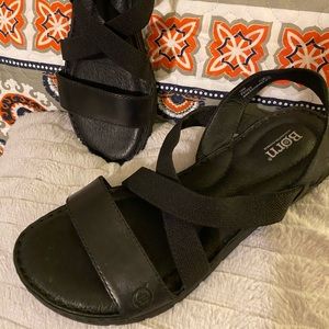 Born black leather sandals.